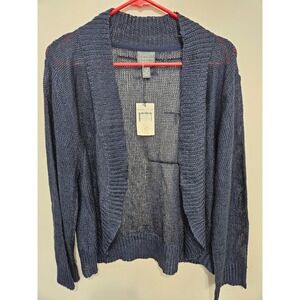 Rabbit Rabbit Rabbit Womens Navy Blue Open Knit Cardigan Sweater 1X R5JD19C42R22